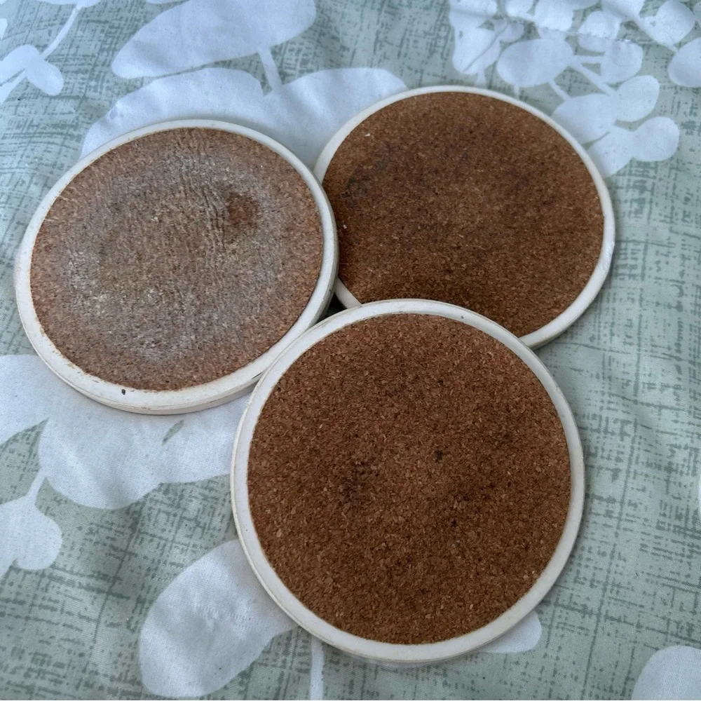VTG Rustic Farmhouse Rooster Cottagecore Home Corked Back Coasters Set of 3 - Picture 3 of 8